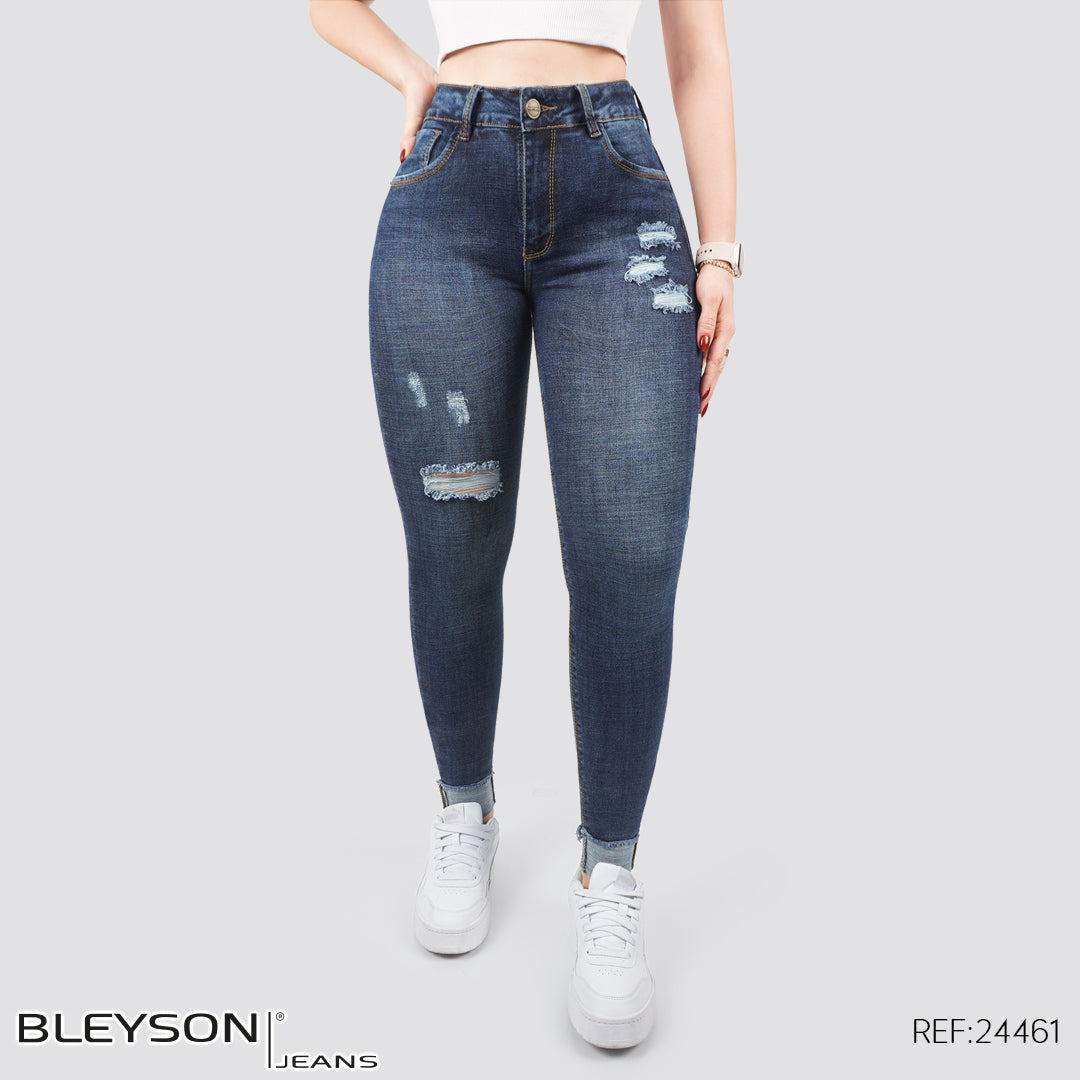Jeans skinny tiro alto 24461