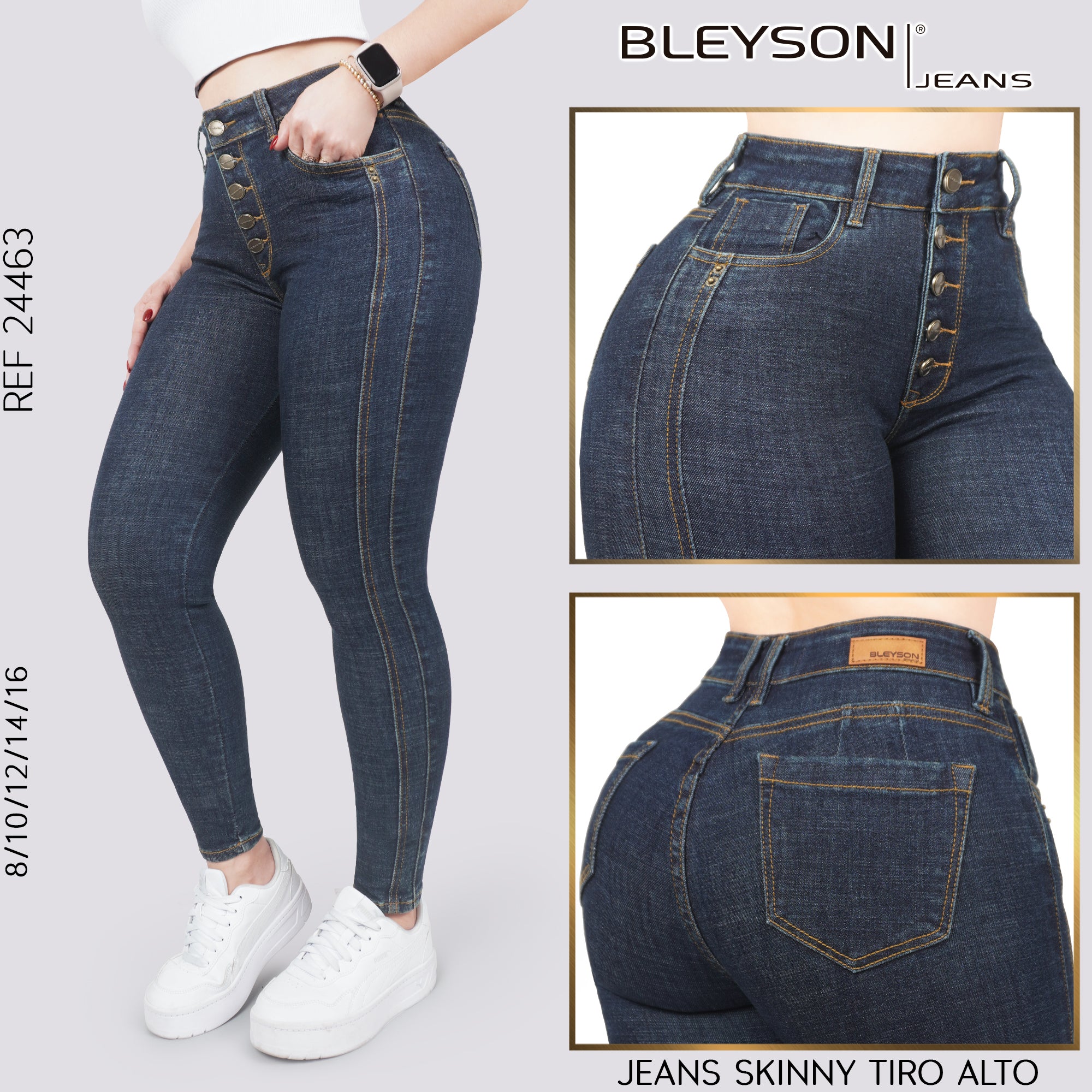 Jeans skinny tiro alto 24463