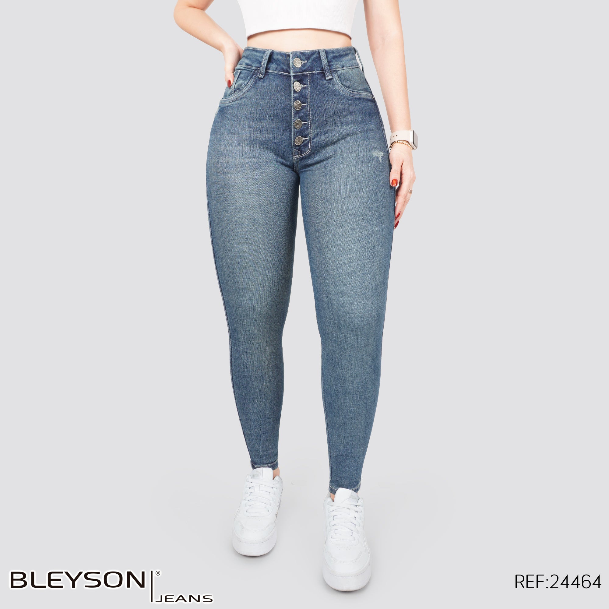 Jeans skinny tiro alto 24464