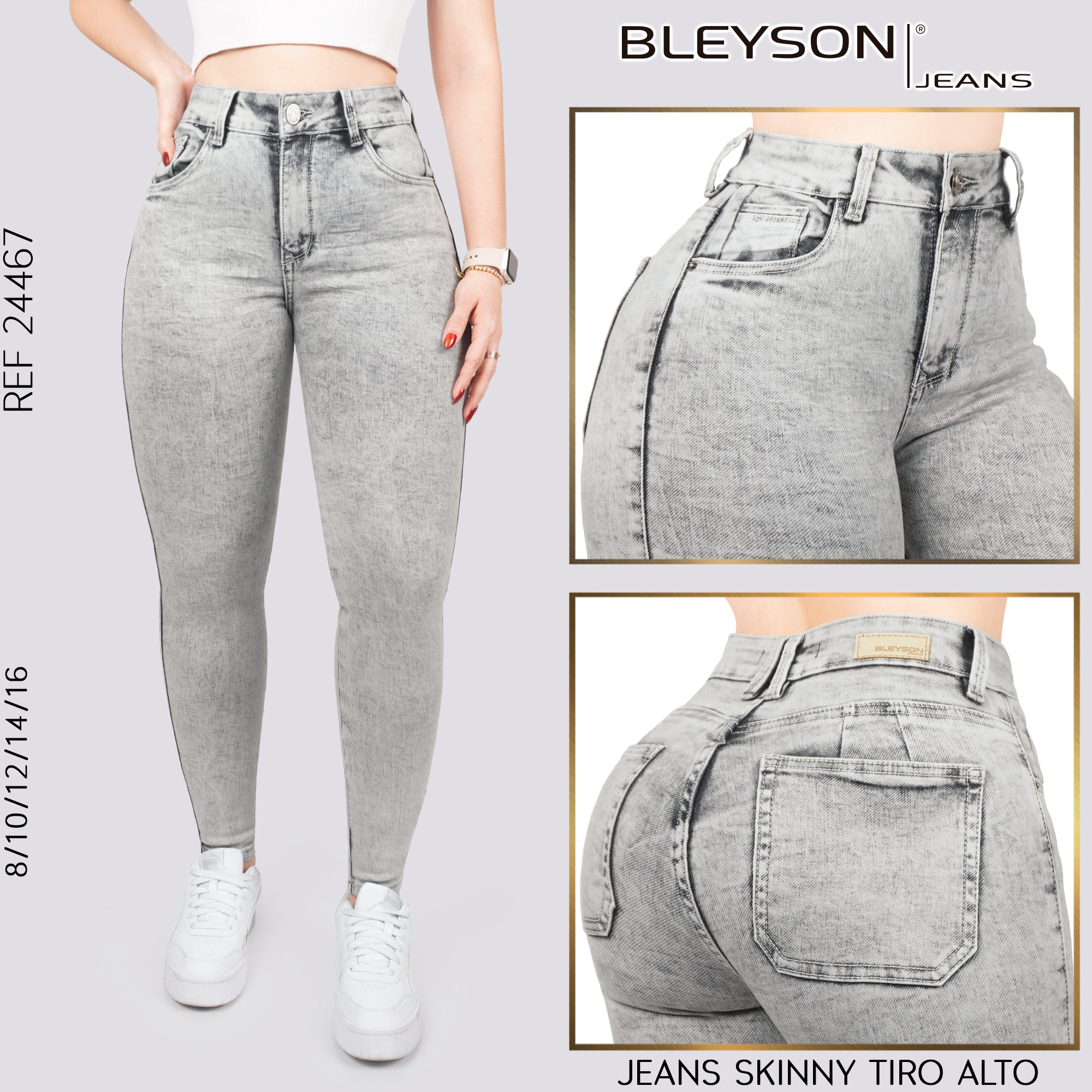 Jeans skinny tiro alto 24467