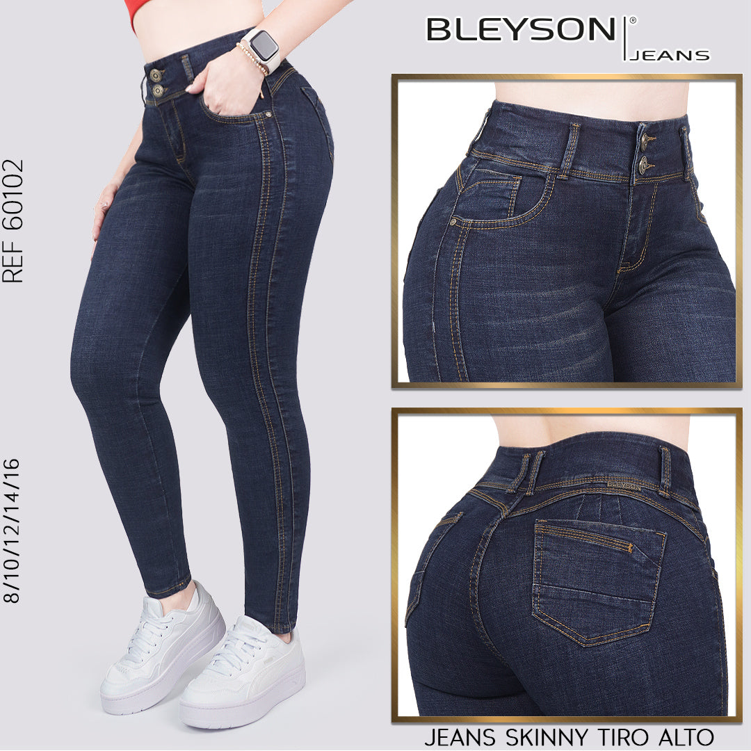 Jeans skinny tiro alto dos botones 60102