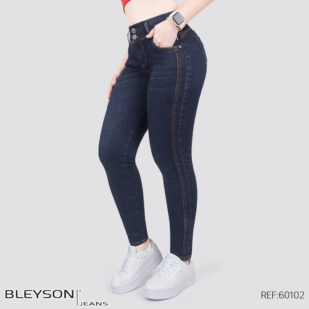 Jeans skinny tiro alto dos botones 60102