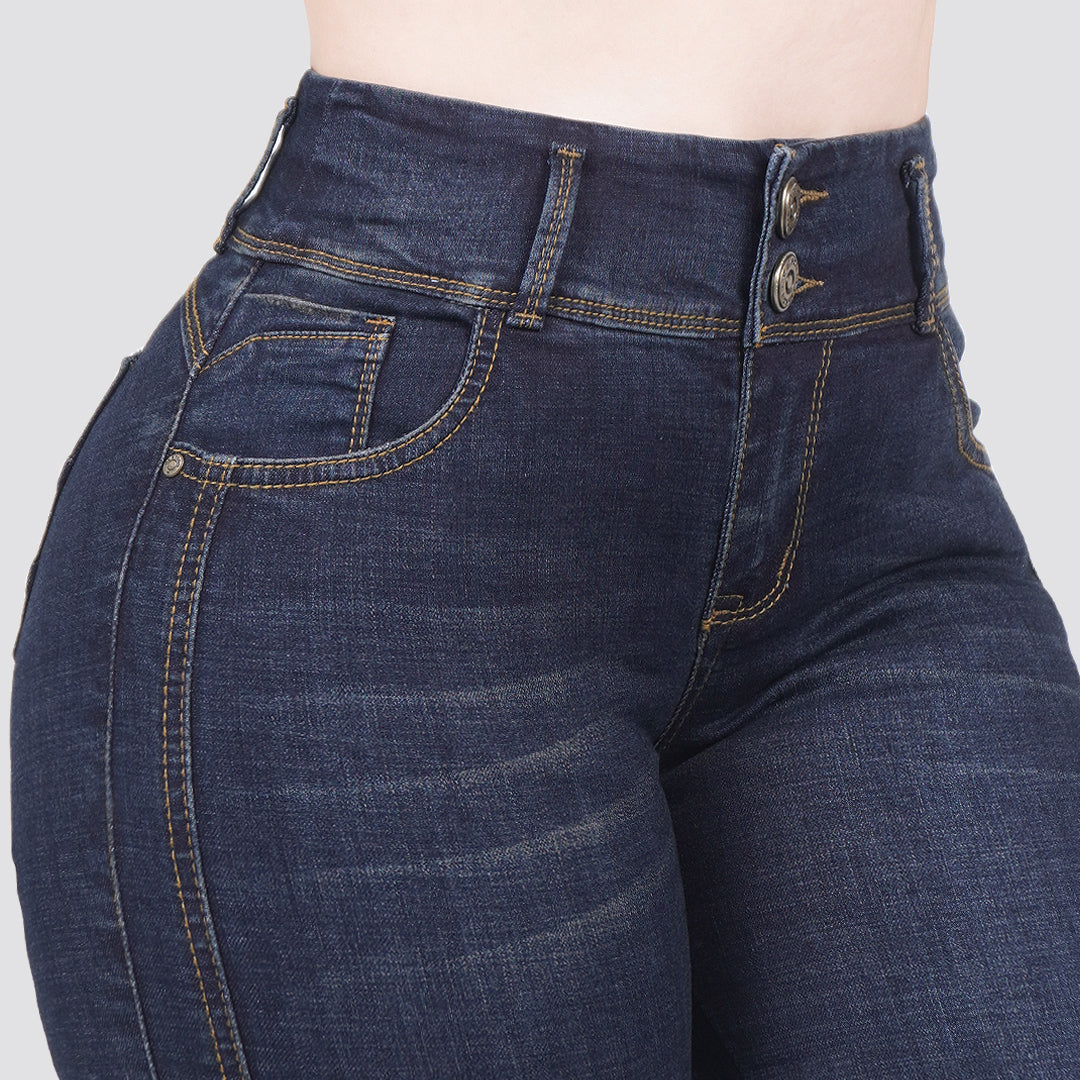 Jeans skinny tiro alto dos botones 60102