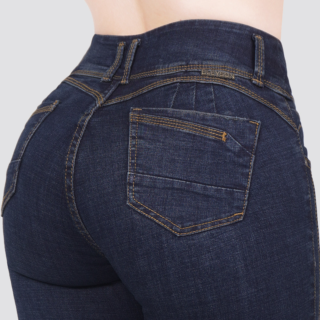Jeans skinny tiro alto dos botones 60102