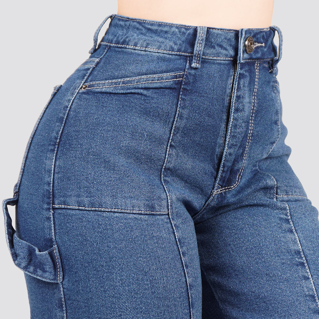 Jeans Straight Semirrígido Tiro Alto 8003