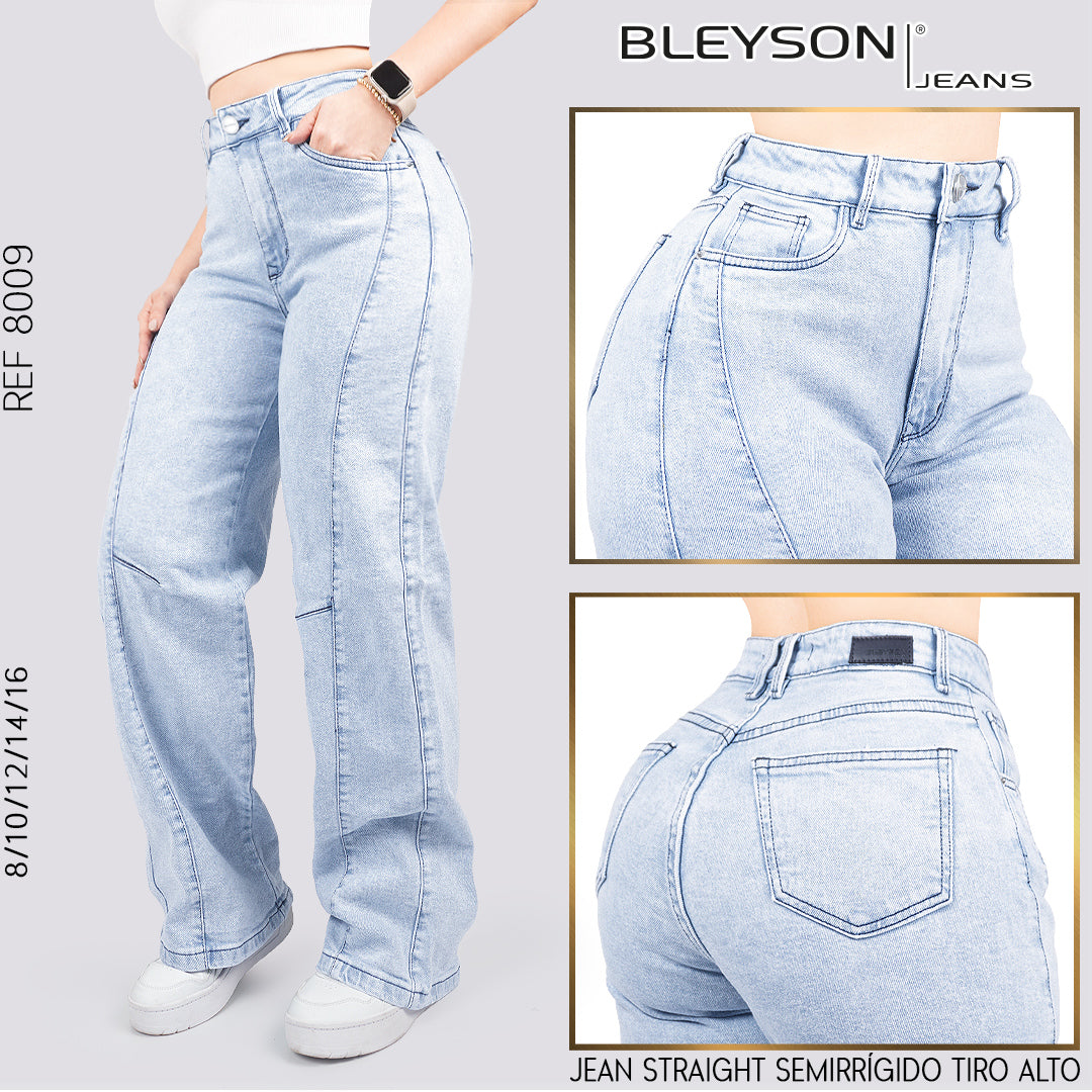 Jeans Straight Semirrígido Tiro Alto 8009