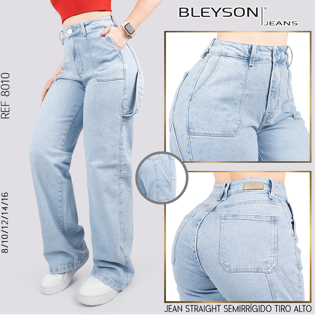 Jeans Straight Semirrígido Tiro Alto 8010