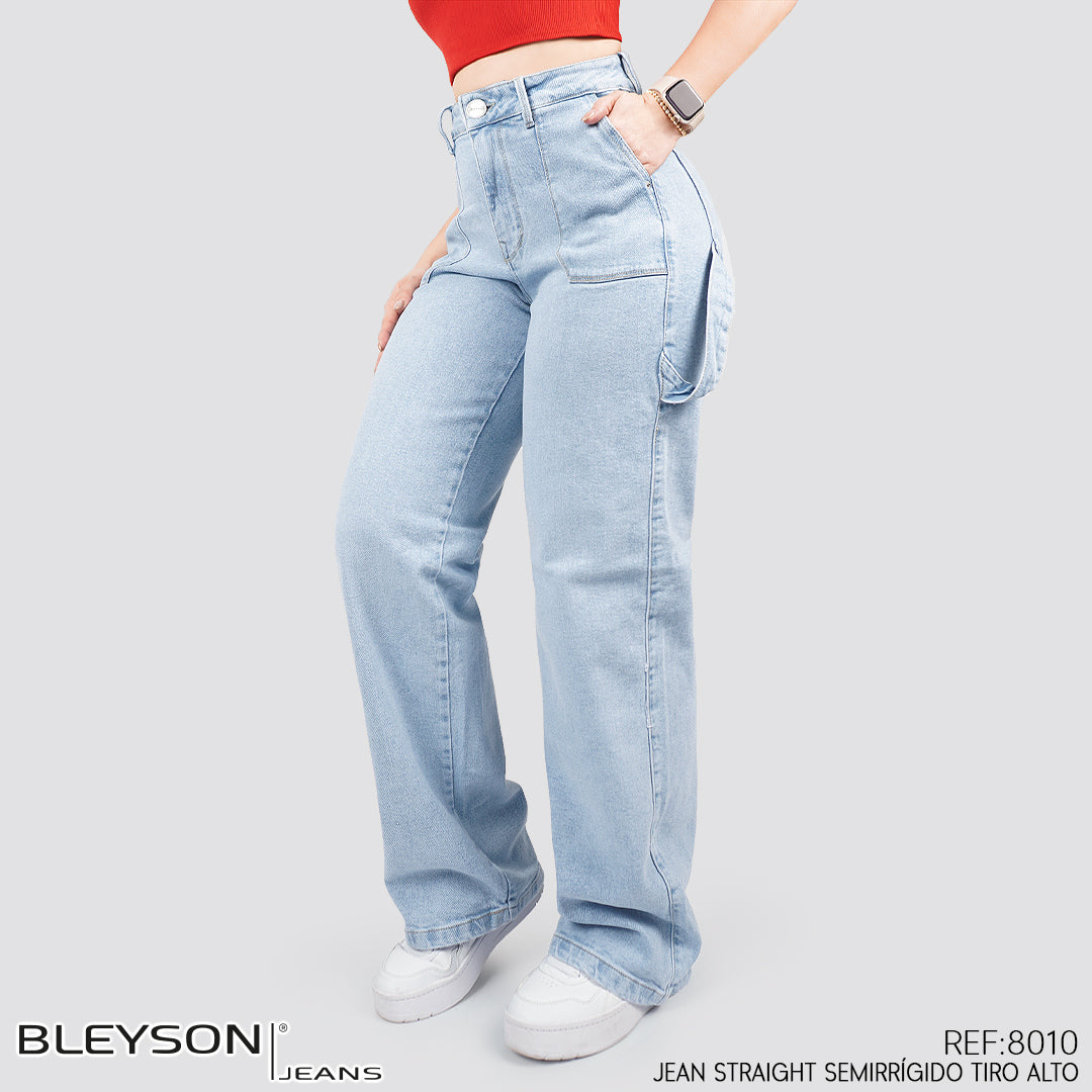 Jeans Straight Semirrígido Tiro Alto 8010