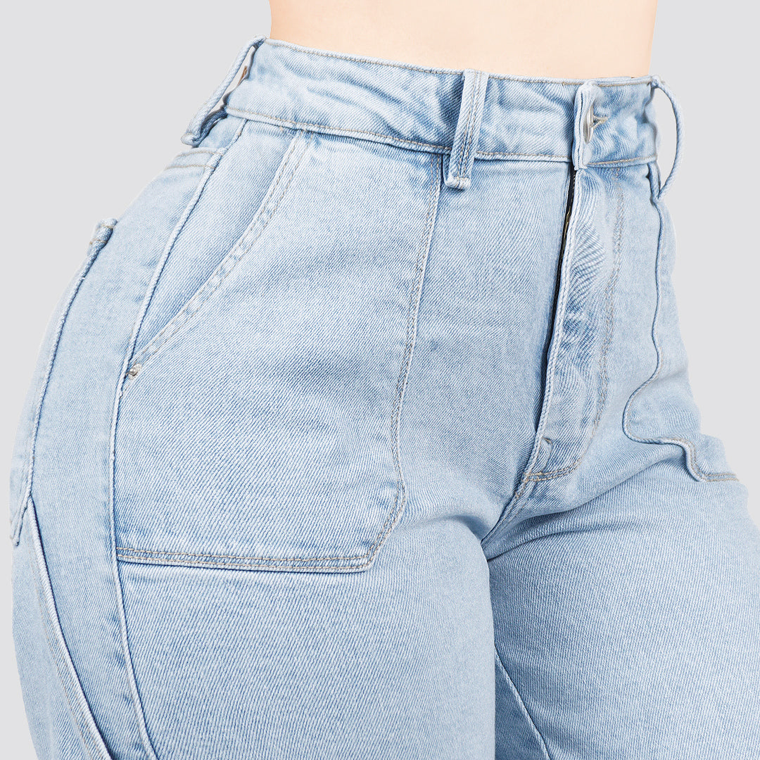 Jeans Straight Semirrígido Tiro Alto 8010