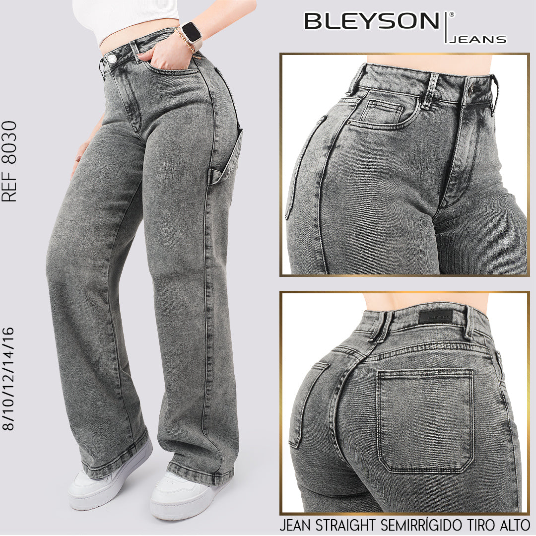 Jeans Straight Semirrígido Tiro Alto 8030