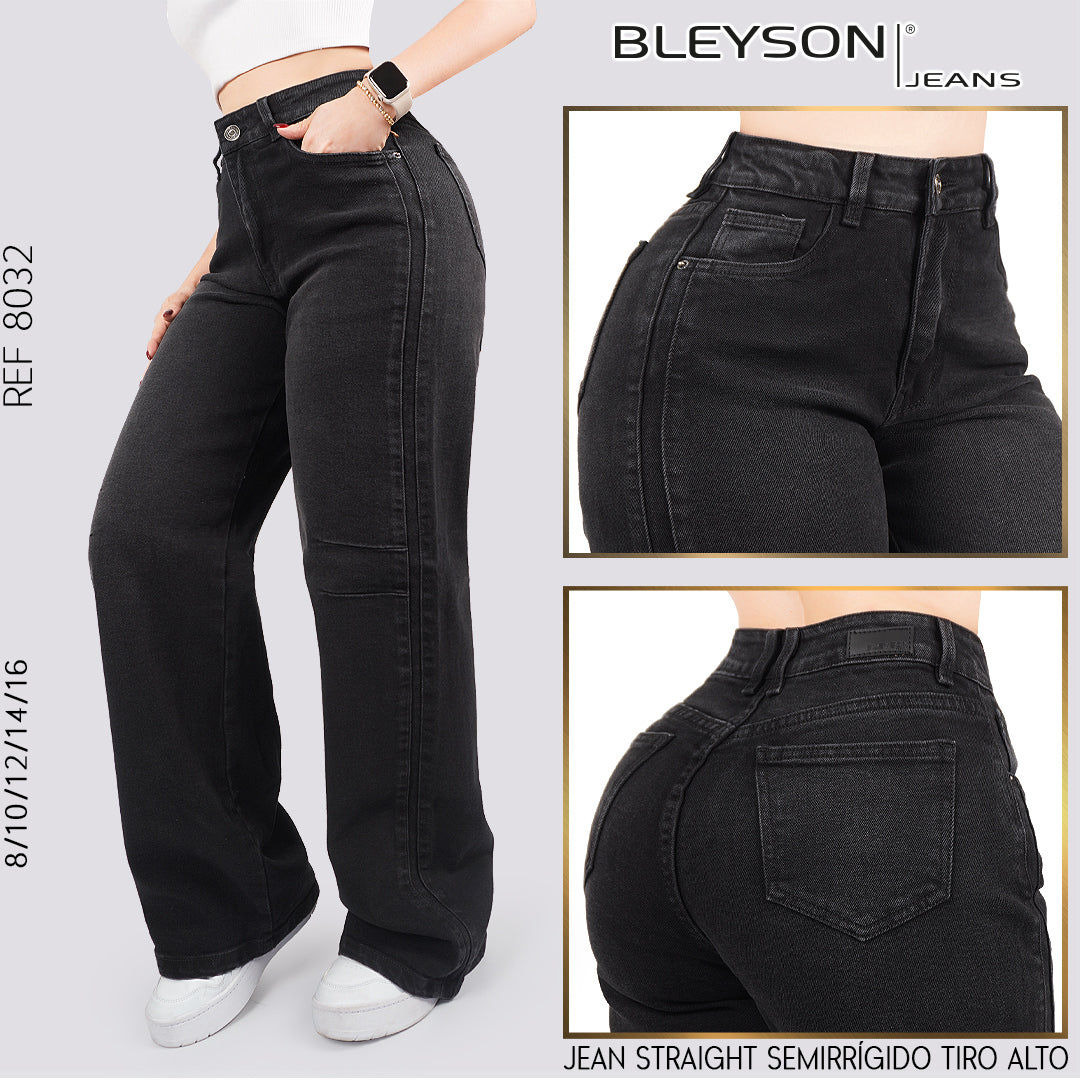 Jeans Straight Semirrígido Tiro Alto 8032
