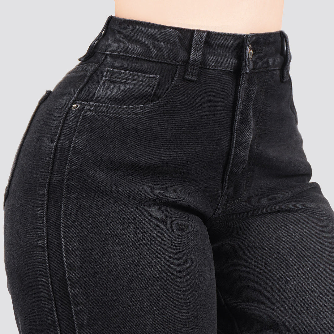 Jeans Straight Semirrígido Tiro Alto 8032