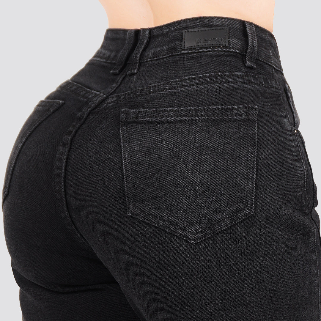 Jeans Straight Semirrígido Tiro Alto 8032
