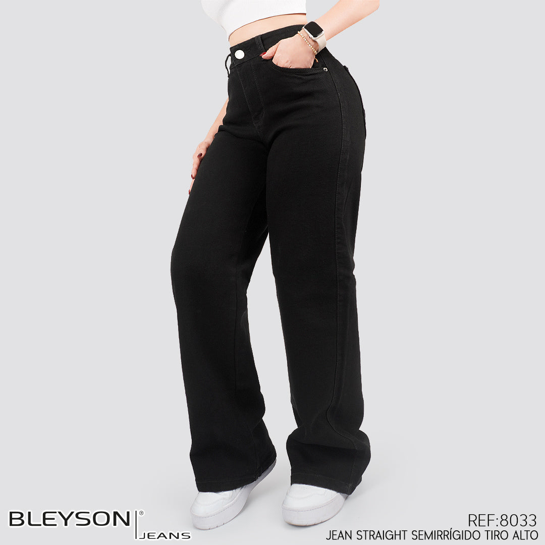 Jeans Straight Semirrígido Tiro Alto 8033