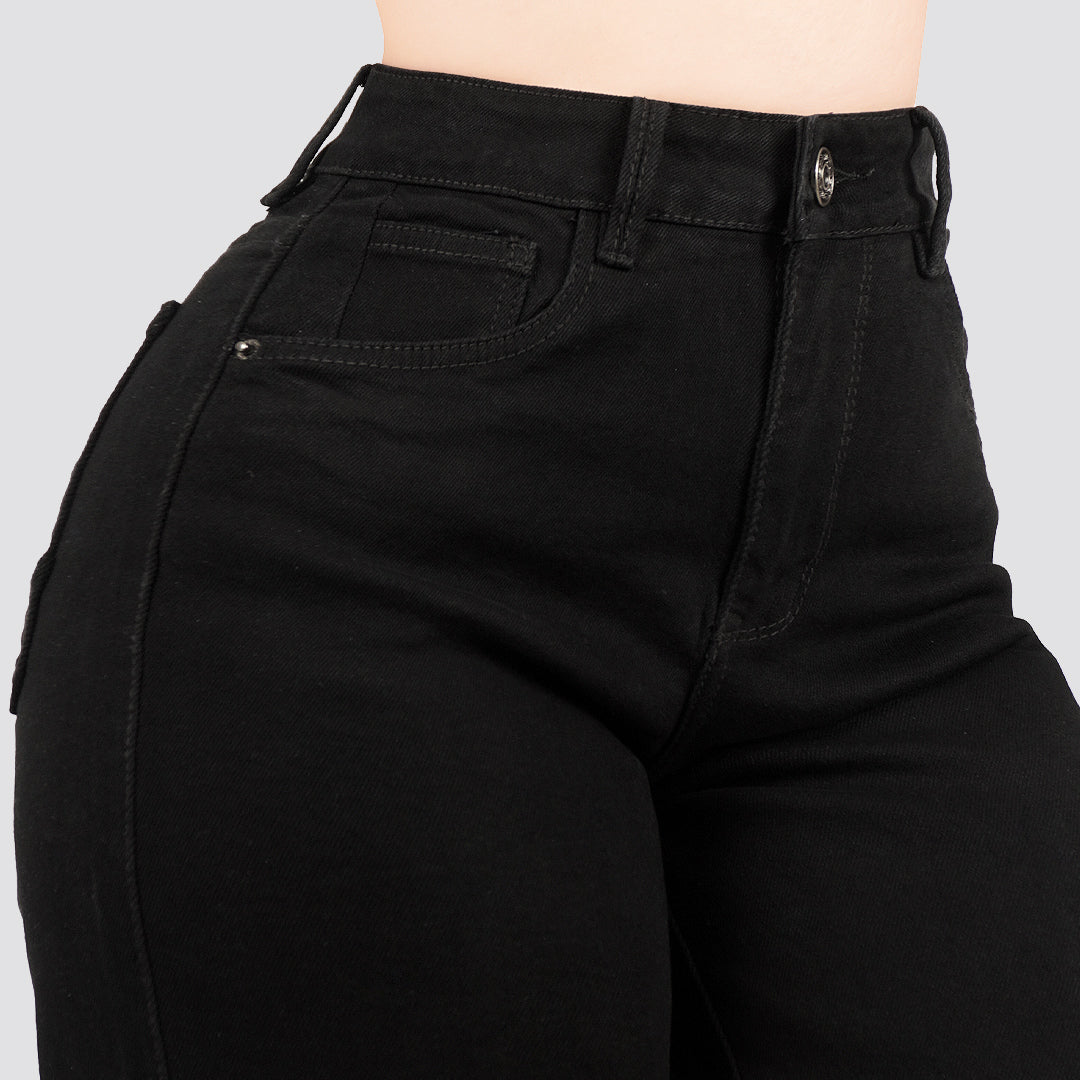 Jeans Straight Semirrígido Tiro Alto 8033