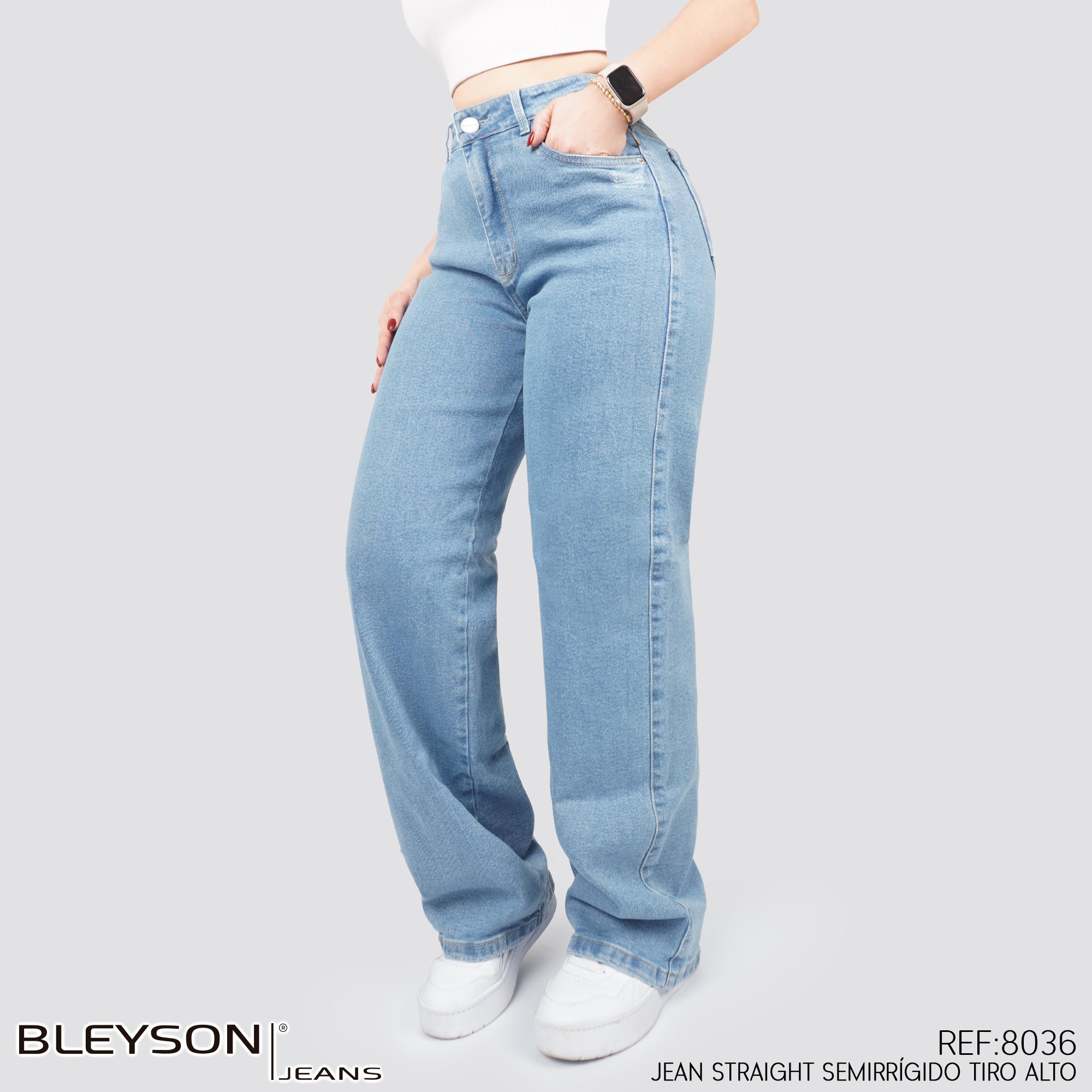 Jeans Straight Semirrígido Tiro Alto 8036