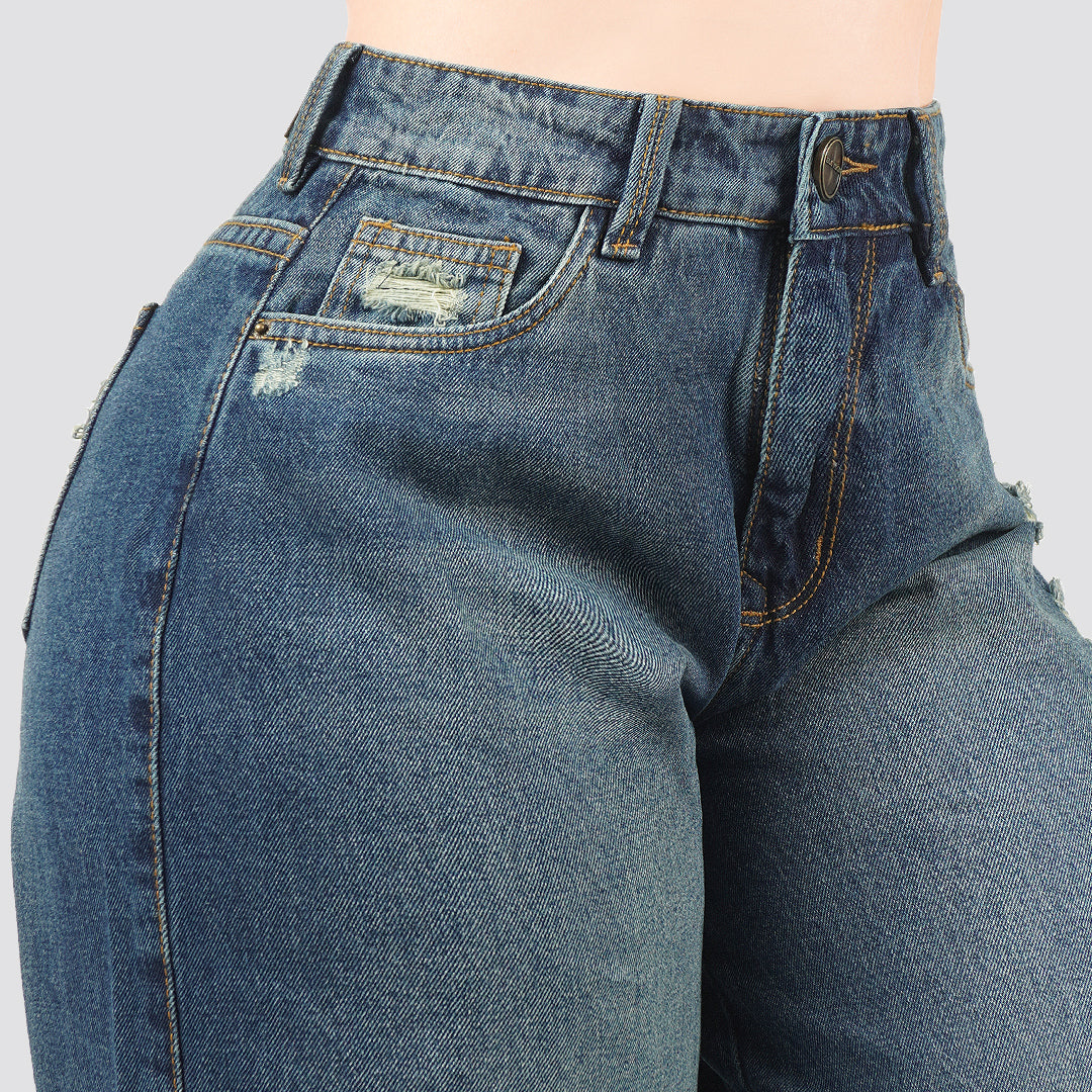 Jeans Wide Leg Rígido Tiro Alto 8200