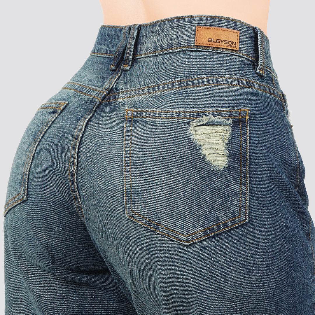 Jeans Wide Leg Rígido Tiro Alto 8200
