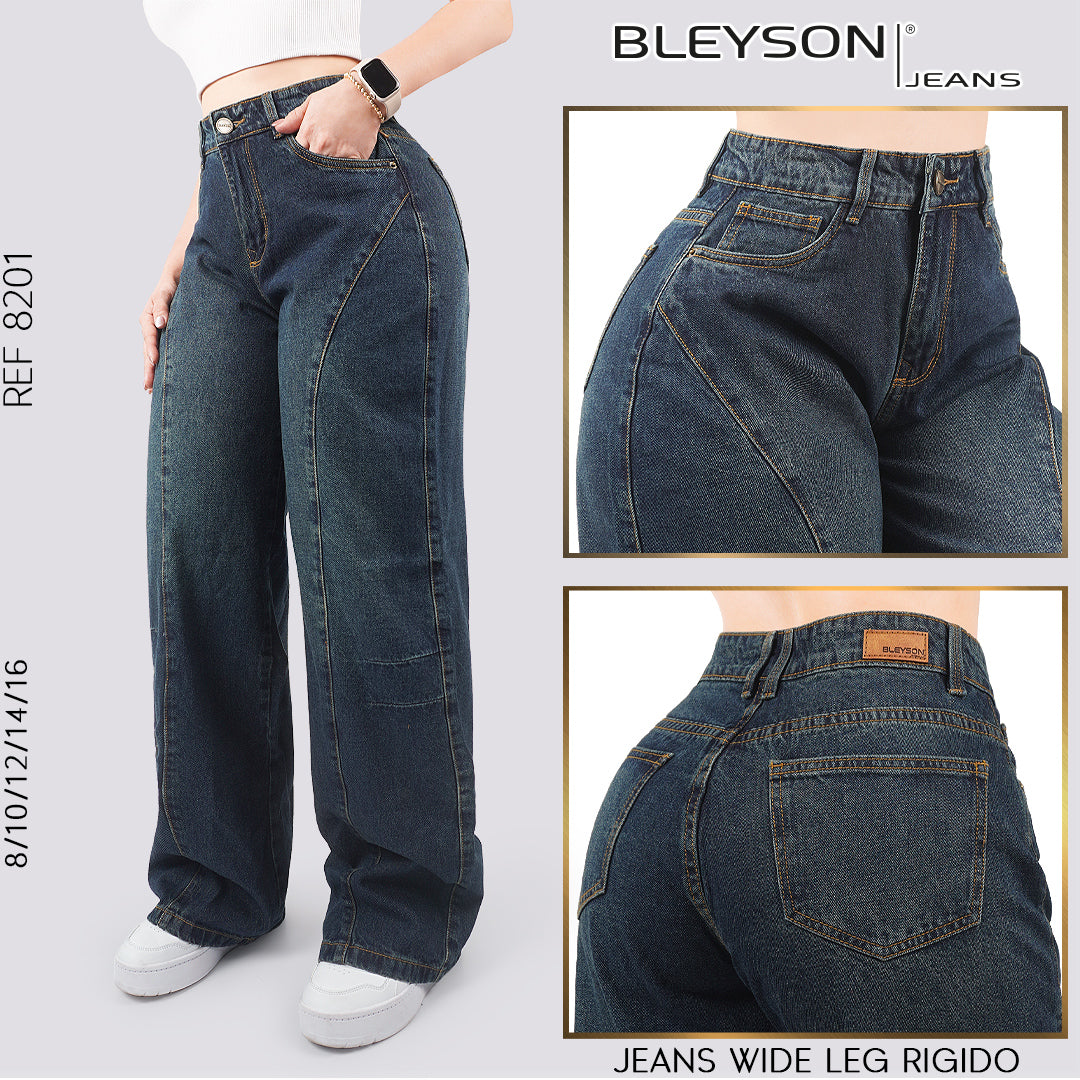 Jeans Cargo Wide Leg Rígido Tiro Alto 8201
