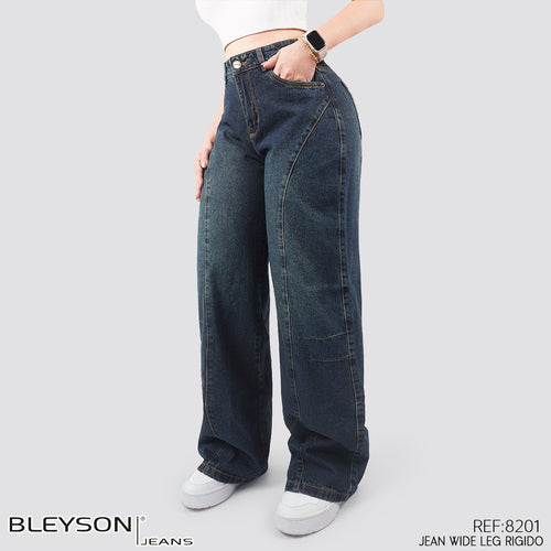 Jeans Cargo Wide Leg Rígido Tiro Alto 8201