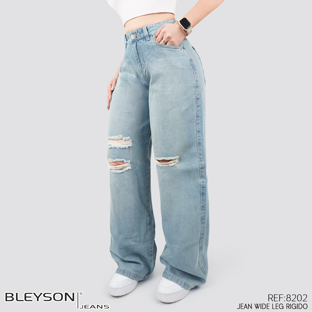 Jeans Wide Leg Rígido Tiro Alto 8202