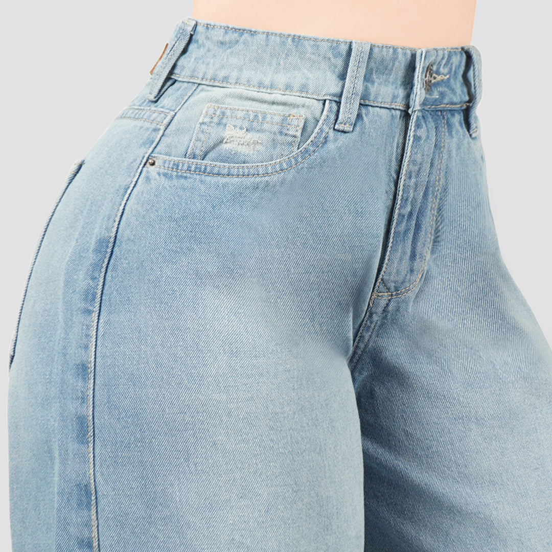 Jeans Wide Leg Rígido Tiro Alto 8202
