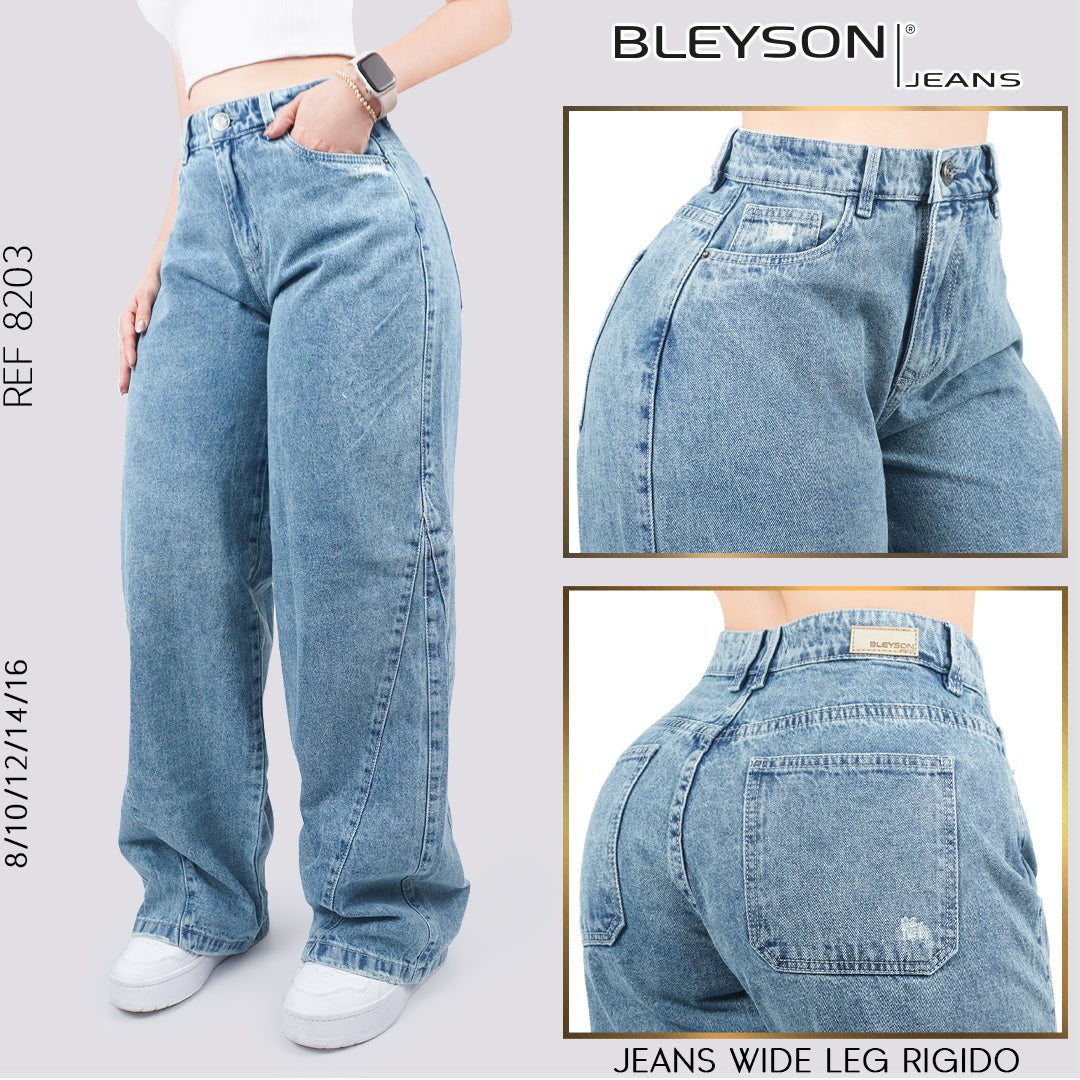 Jeans Wide Leg Rígido Tiro Alto 8203