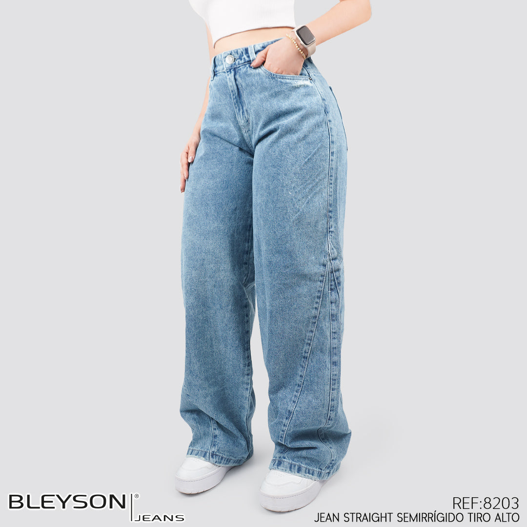 Jeans Wide Leg Rígido Tiro Alto 8203