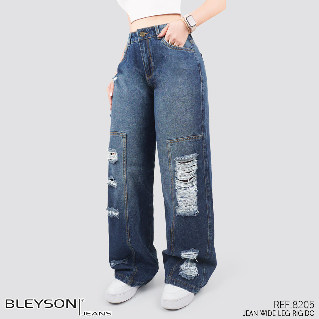 Jeans Wide Leg Rígido Tiro Alto 8205