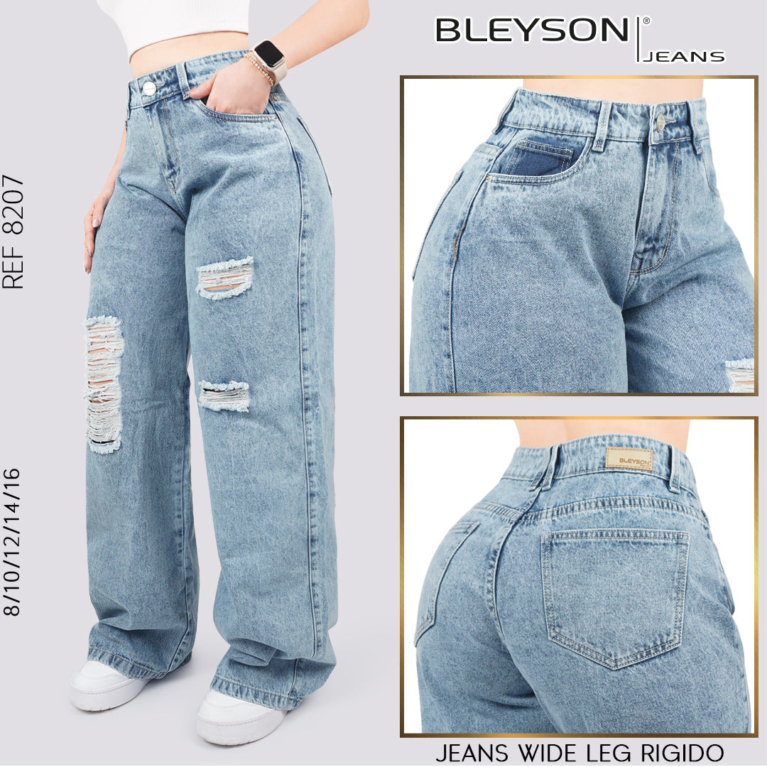 Jeans Wide Leg Rígido Tiro Alto 8207