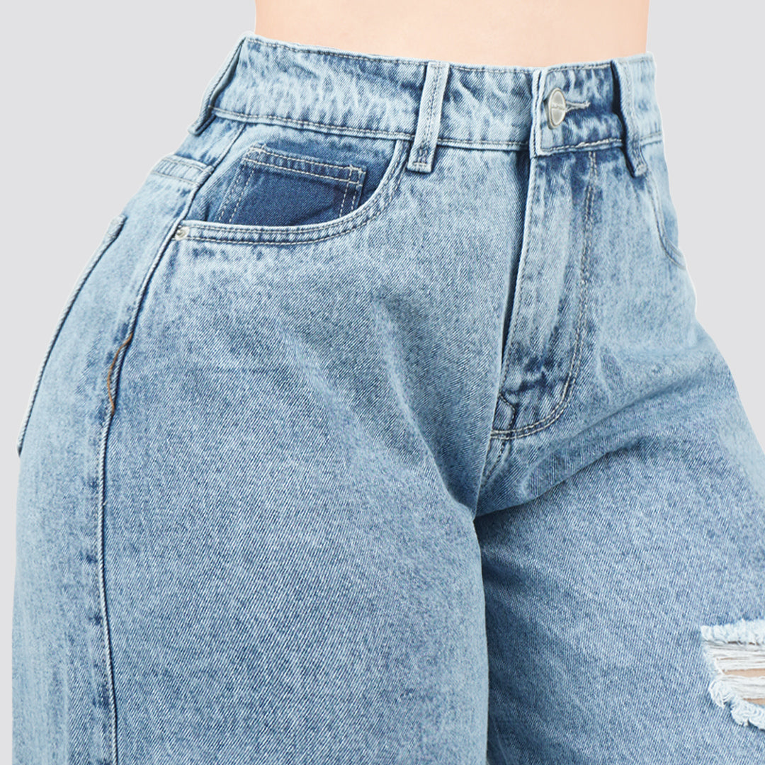 Jeans Wide Leg Rígido Tiro Alto 8207
