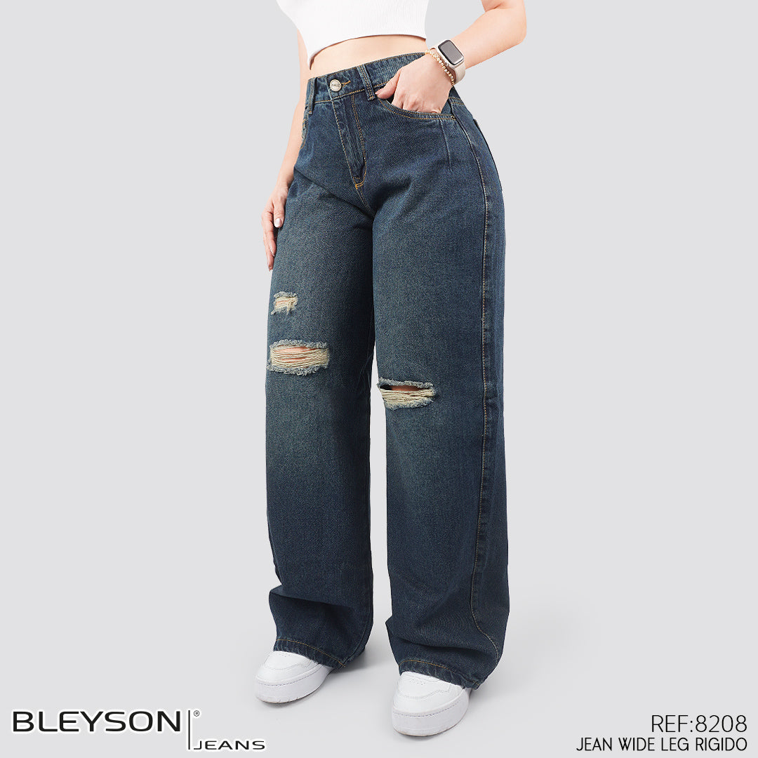 Jeans Wide Leg Rígido Tiro Alto 8208