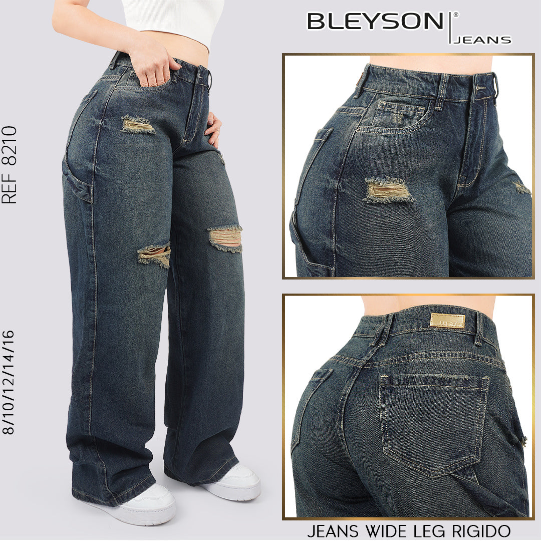Jeans Wide Leg Rígido Tiro Alto 8210