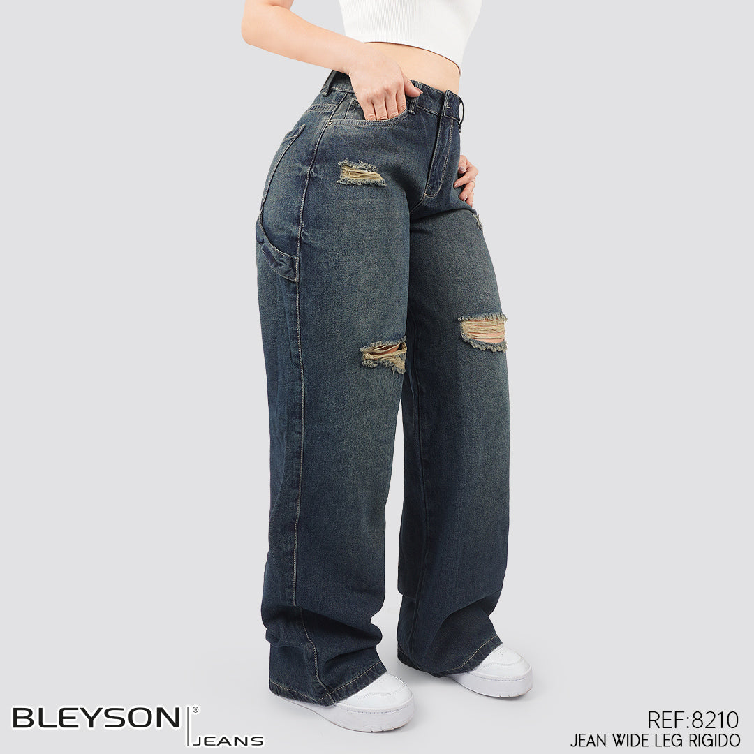 Jeans Wide Leg Rígido Tiro Alto 8210