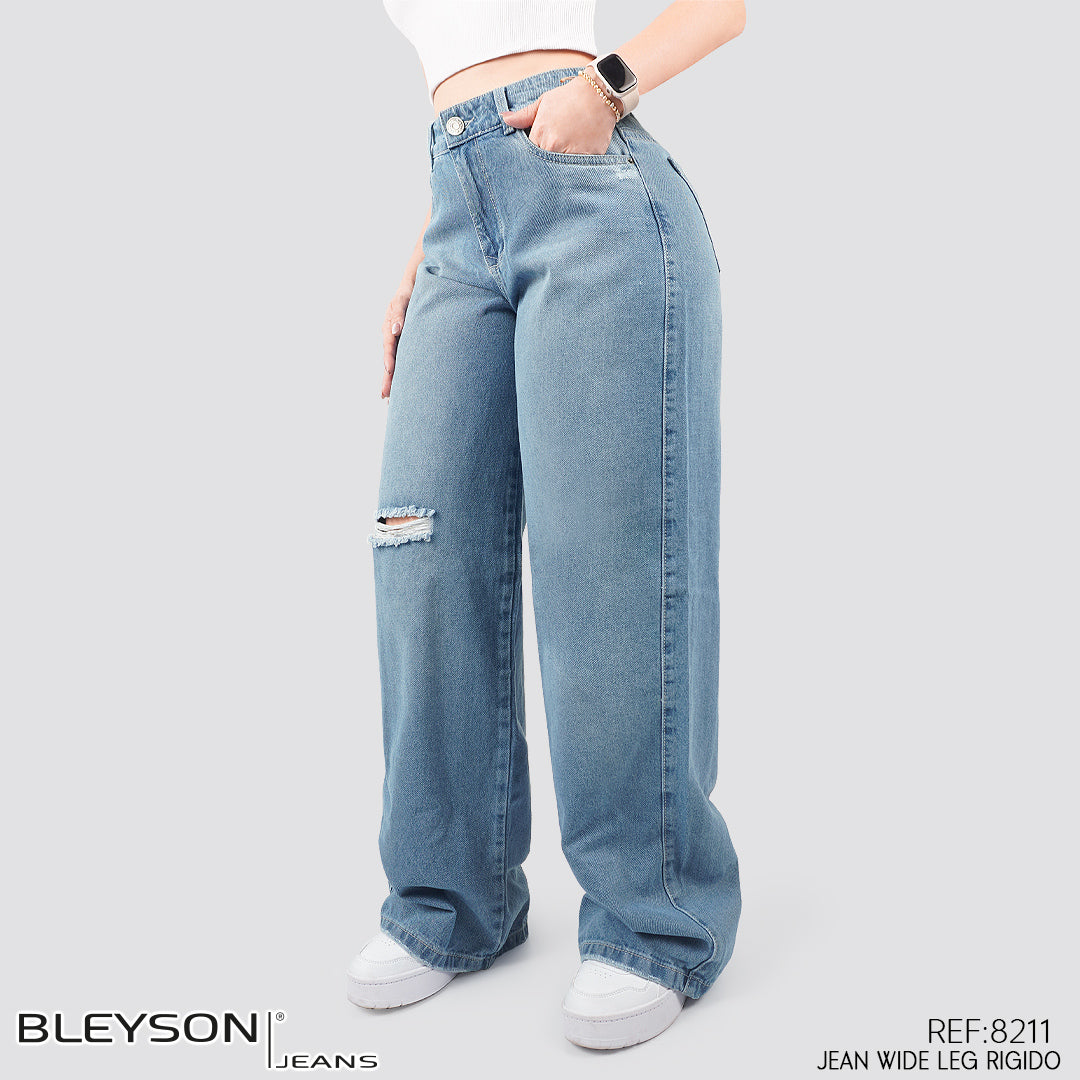 Jeans Wide Leg Rígido Tiro Alto 8211